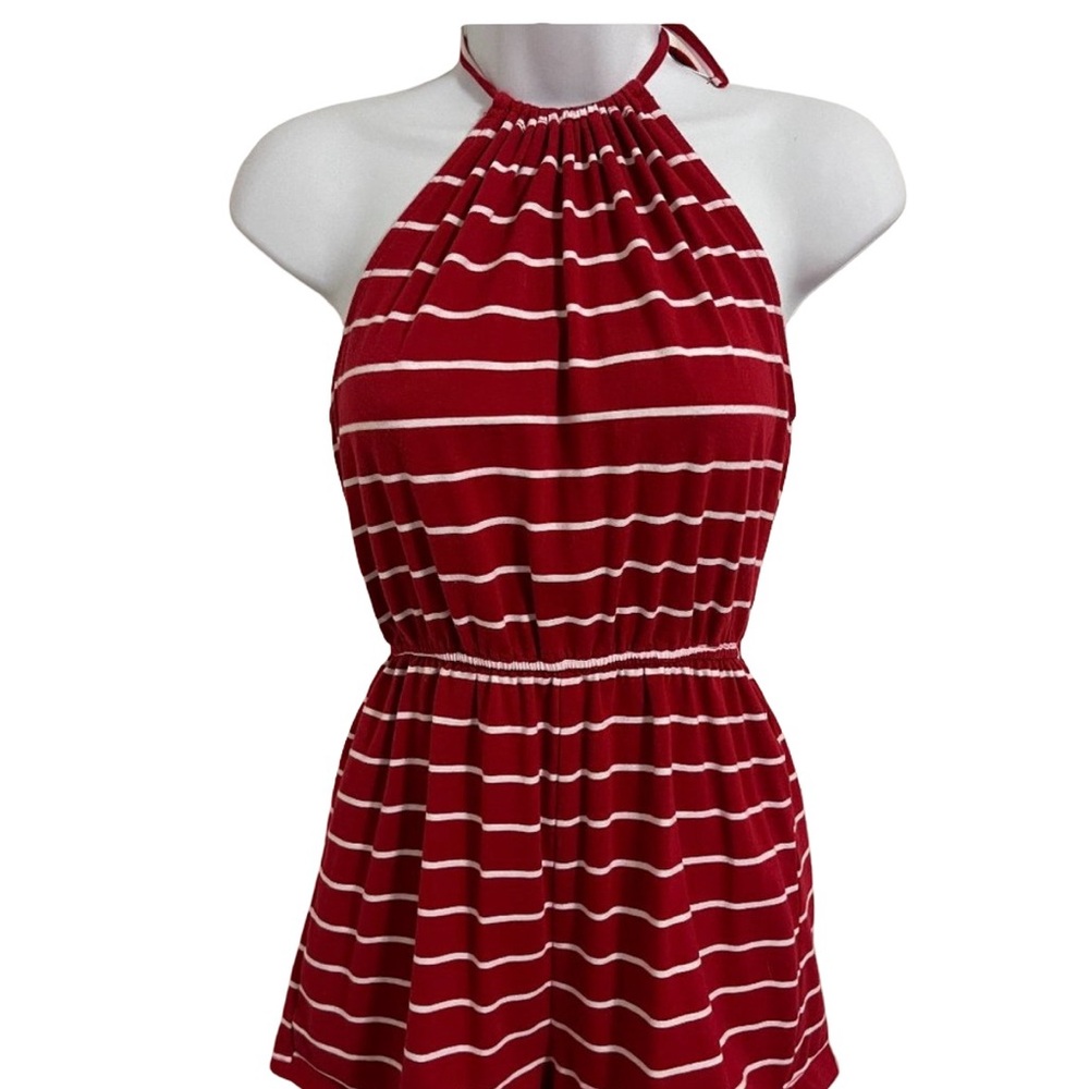 Adorable SHEIN red/white striped romper size S